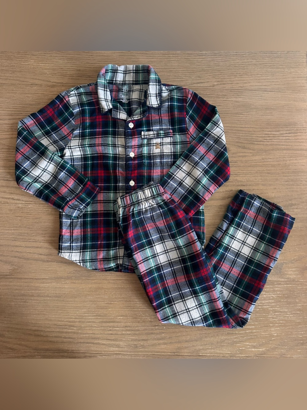 Gap Kids Boys Size 6 Plaid Flannel Pajama Set Button Up Holiday PJs
